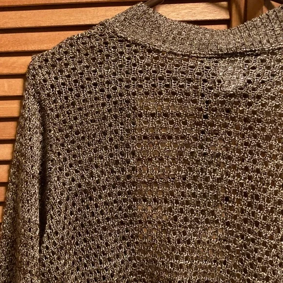 Marisa Christina Woman Brown & Beige Knit Shrug with Gold Glitter Sequins - Picture 11 of 12